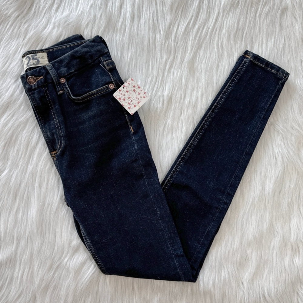 Free People dark denim high waisted skinny jeans
